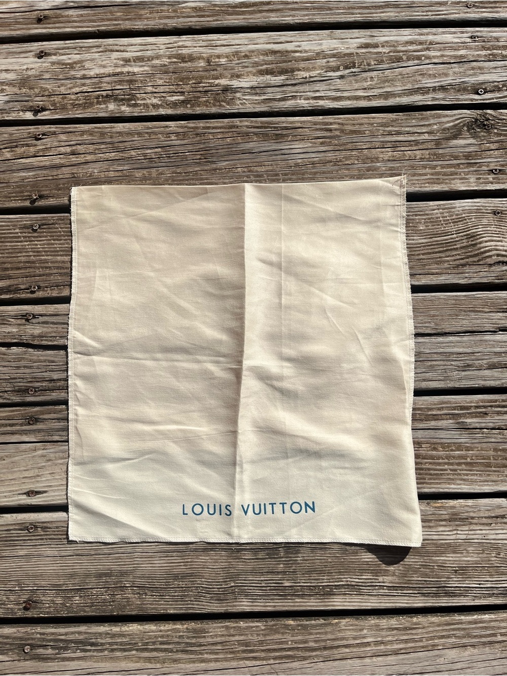 Louis Vuitton Cream Dust Bag with Blue Logo